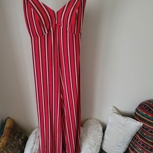 Pinstripe Wide Leg Jumpsuit